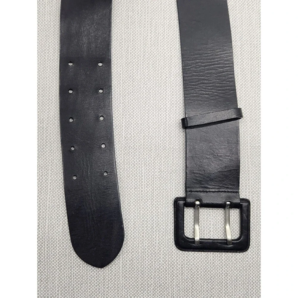 Banana Republic Medium Belt Black Italian Leather Wide Made In Italy